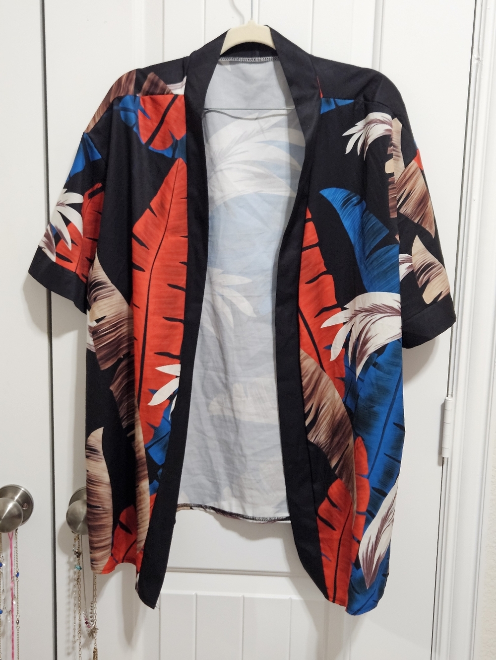 Tropical Print 3 Piece Kimono Shorts crop top - Picture 7 of 9
